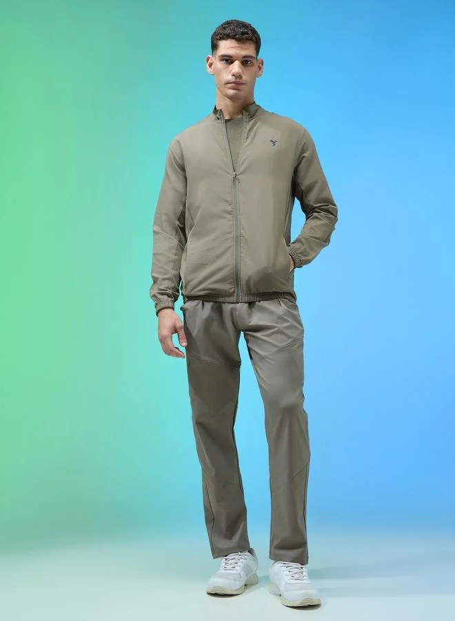 تكنوسبورت جاكيت رياضي رجالي سادة بياقة مرتفعة وقصة ضيقة